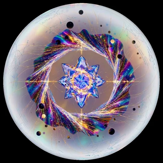 The Entangled logo, a ring of color around a crystal star